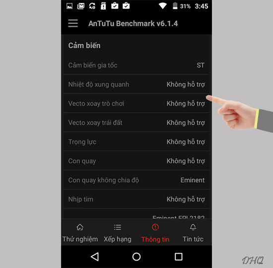 Th&ocirc;ng tin cảm biến